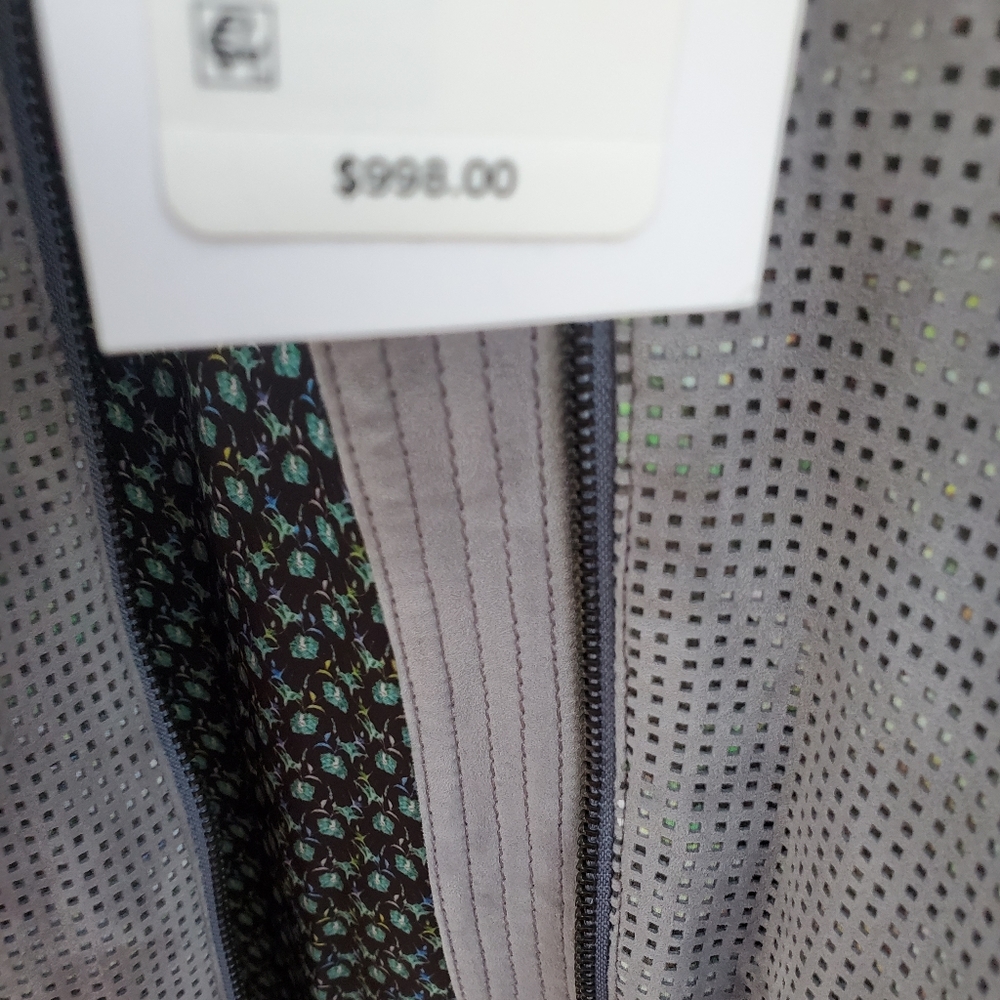 Men's Robert Graham XL suede perforated bomber jacket Gray leather camo - Picture 8 of 13